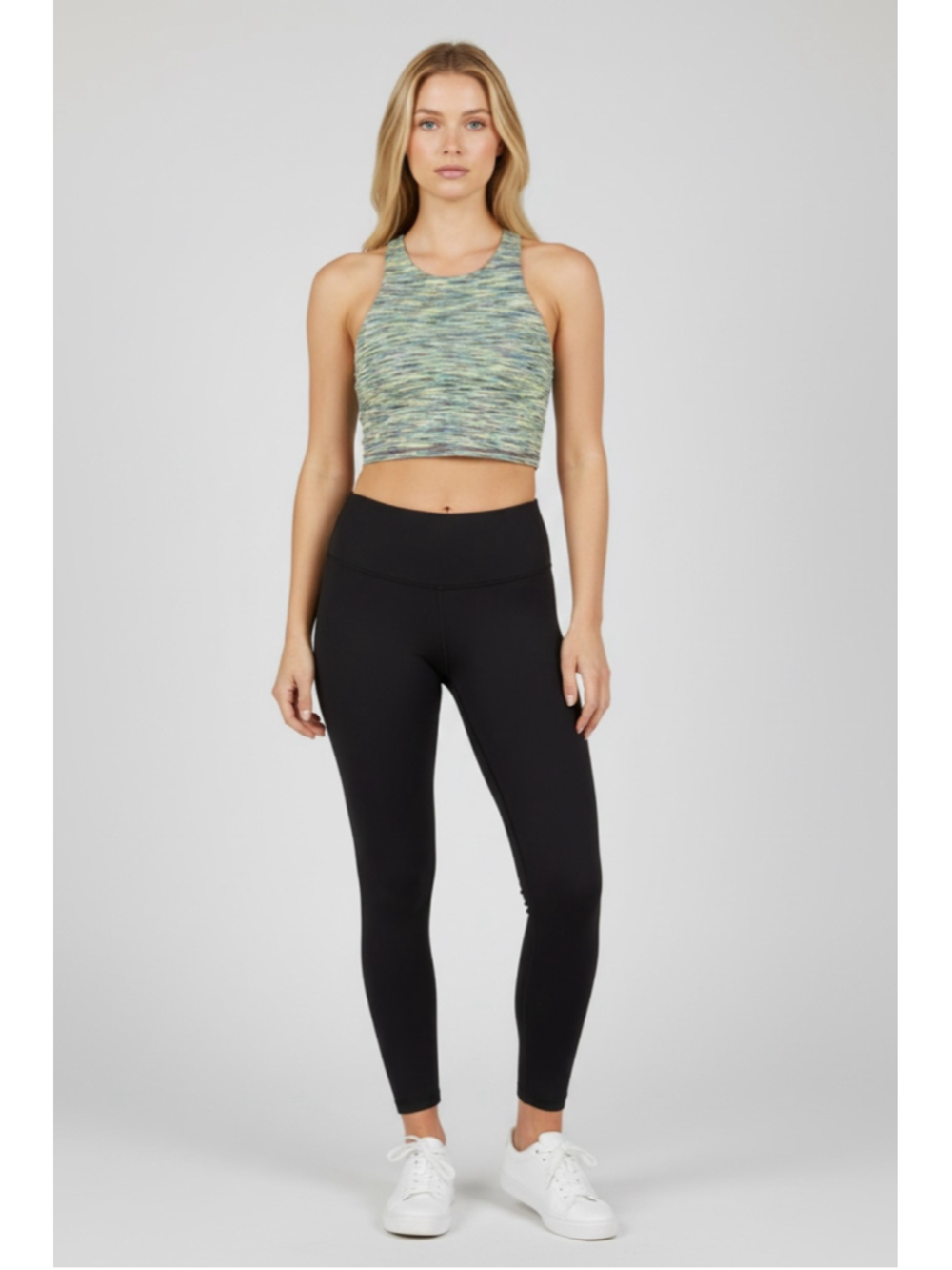 Women's DSG Athletic Crop Top Size L Purple Blue Space Dye
